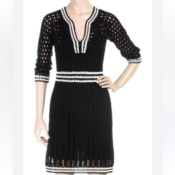 CATHERINE MALAMDRINO Crochet black and white dress size 12 - Picture 1 of 6